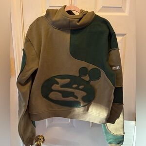Bandage Boy by OffGod Men’s Oversized Olive Green & Tan Hoodie Size Small BNOT